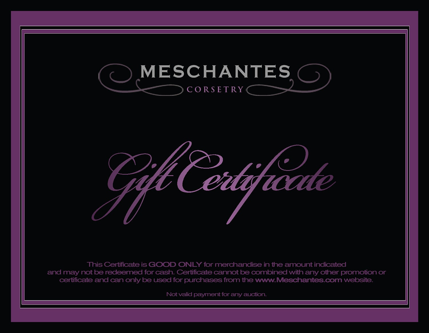 Meschantes 250 Dollar Corset Gift Certificate Special