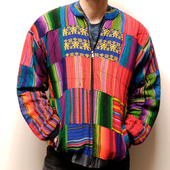 GUATEMALAN WEAVE zip up cotton VIBRANT multicolor jacket
