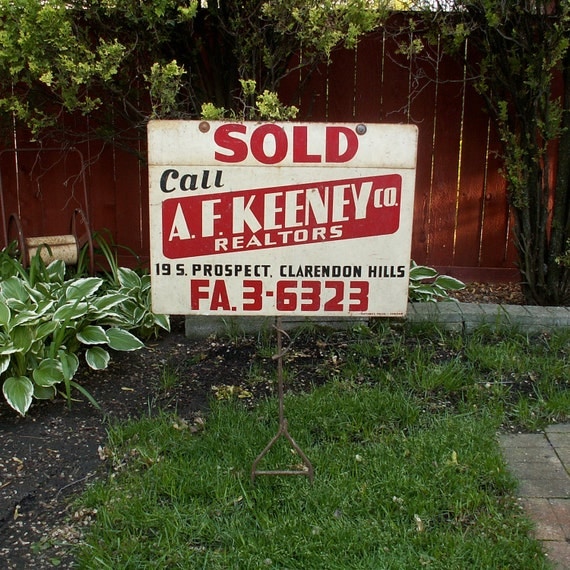 VIntage Metal Real Estate Sign by LOOKINGforYESTERDAY on Etsy