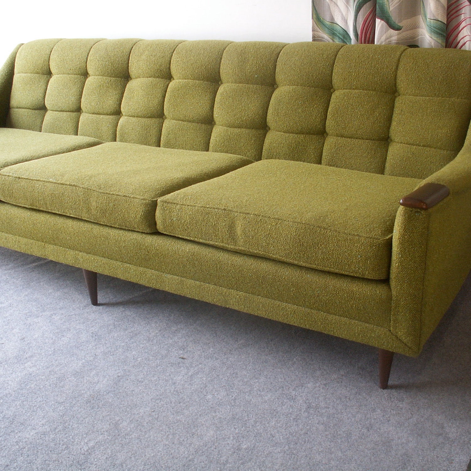 Vintage Avocado Green Sofa