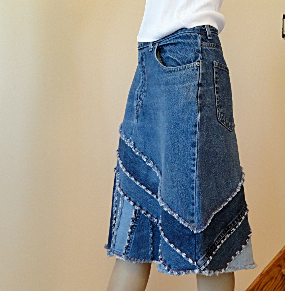 Upcycled Pieced Jean Skirt - Ella 2day Denim Skirt