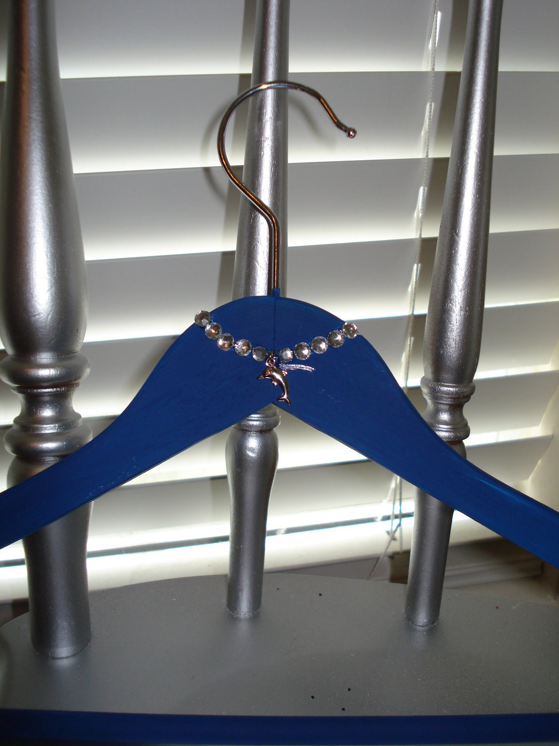 Tri Delta Sorority Painted wood hangers in blue, silver, and white with BONUS Delta Delta Delta PINKtober hanger