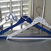 Tri Delta Sorority Painted wood hangers in blue, silver, and white with BONUS Delta Delta Delta PINKtober hanger