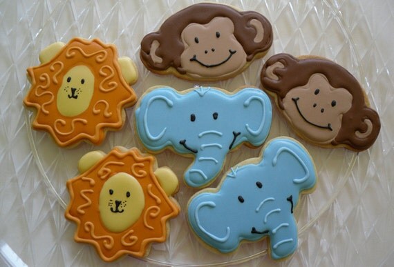 Jungle Cookies Lion Monkey Elephant Baby Shower 1st Birthday Il_570xn