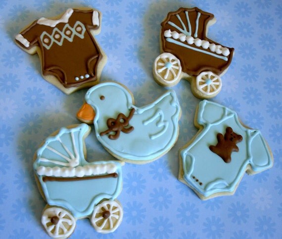Baby Shower Favors Baby Boy Blue and Brown 1 dozen Il_570xn