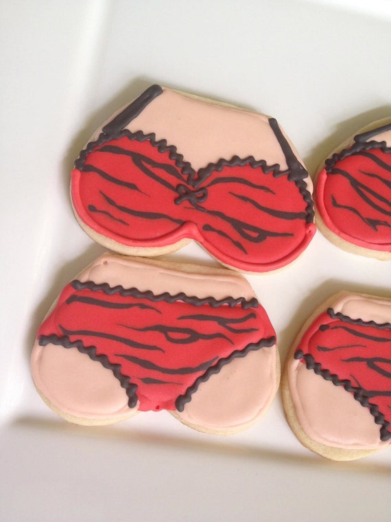 Red and Black Zebra Print Bachelorette Lingerie Cookies 1 dozen Party Bridal Shower Bra, Panties Il_570xn