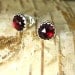 Lovely silver studs earrings, garnet, metalwork, everyday tiny earrings,