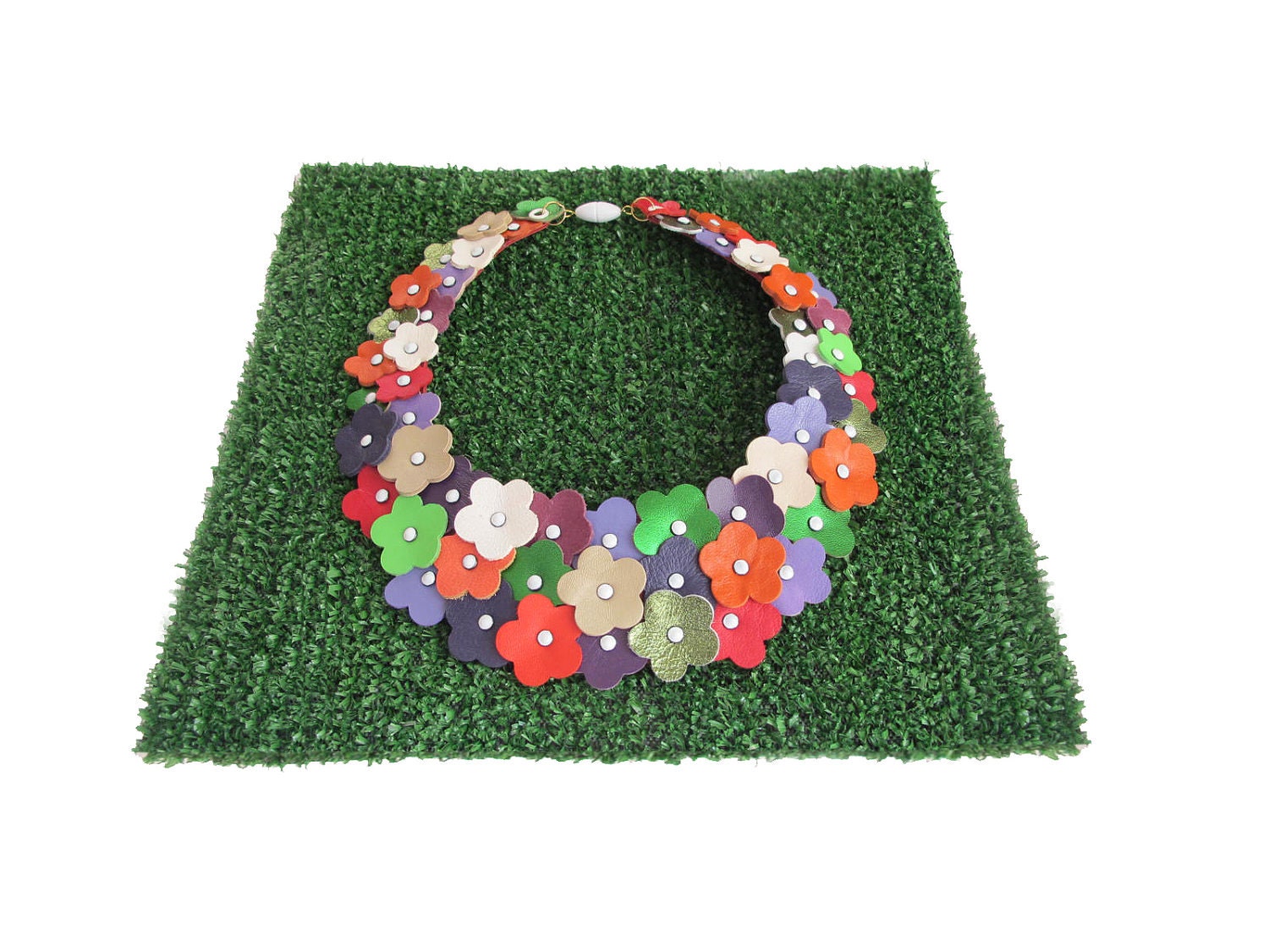 Thousand flowers choker necklace - orange shades