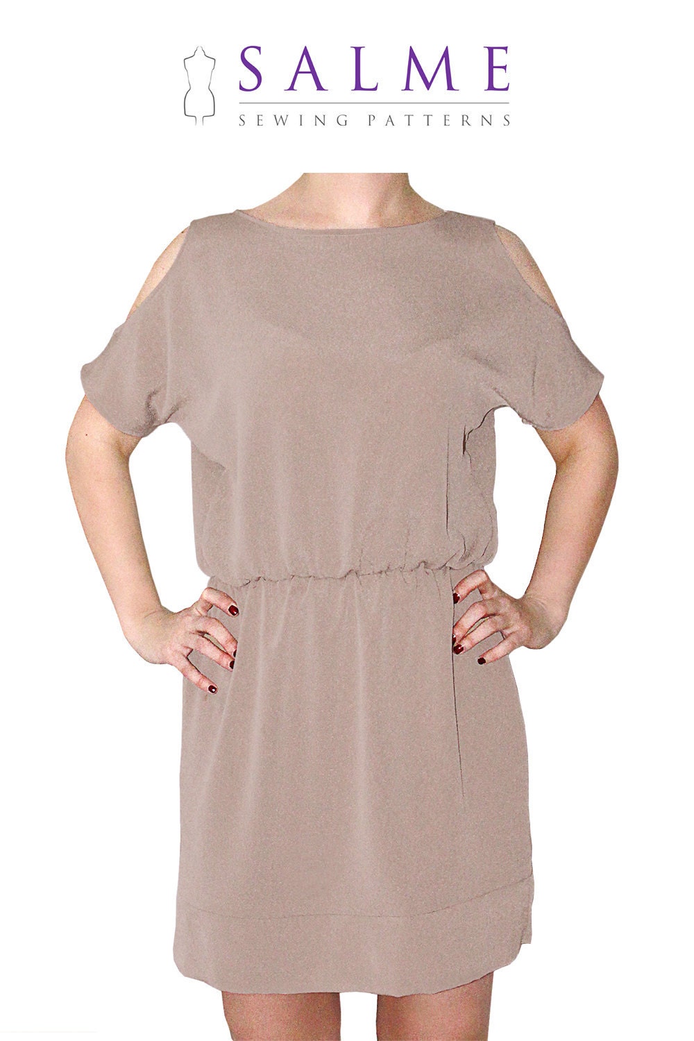 PDF Sewing pattern - Cut out shoulder dress