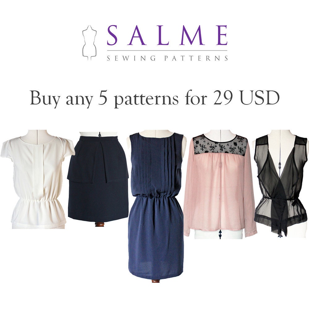 PDF Sewing patterns - Buy any 5 for 29 USD