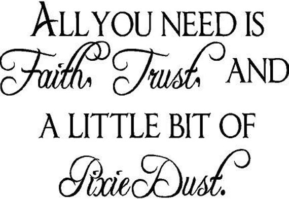 Faith Trust Pixie Dust Tinkerbell wall vinyl decal letters 8x12