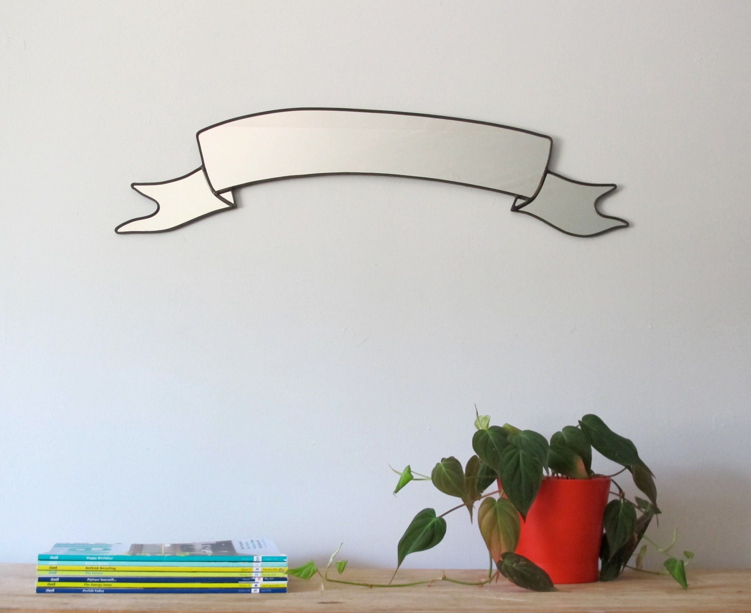 SALE / / / Ribbon Banner Mirror / Handmade Wall Mirror
