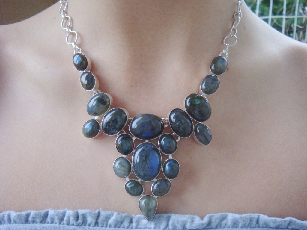 One of a Kind One of a Kind Polished Labradorite Couture Statement Necklace