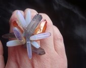Opalite Titanium Aura Crystal Cluster Ring