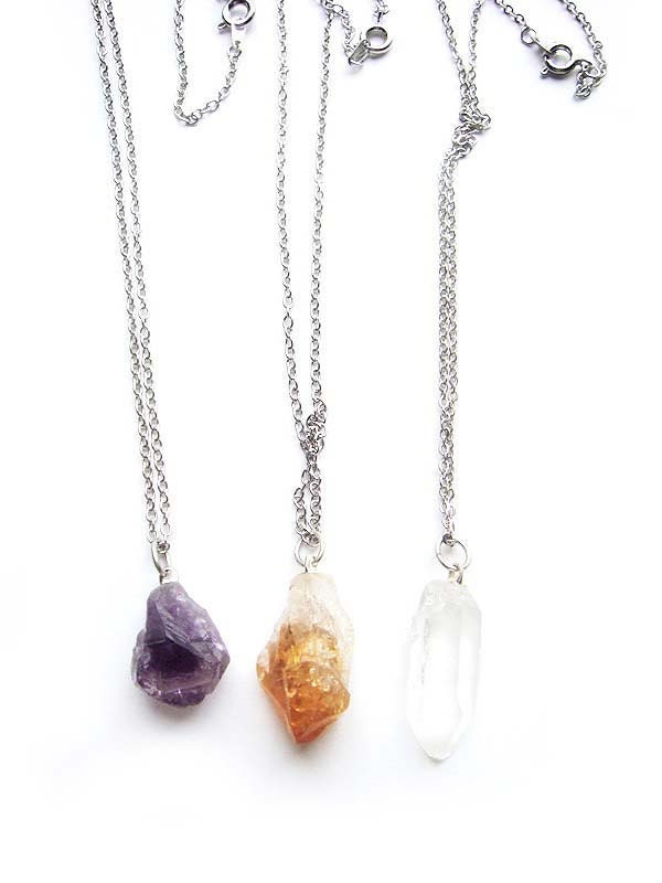 The Trio Crystal Quartz Point Citrine and Amethyst Necklaces Set of 3 Free Shipping