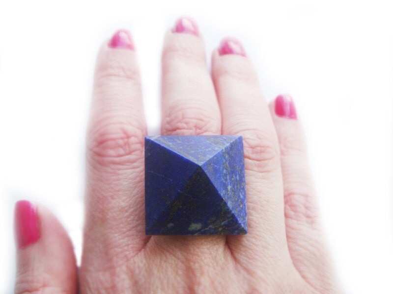 Blue Lapis Lazuli Pyramid Ring