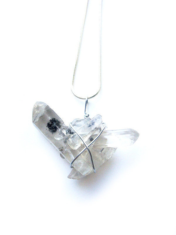 Black and White Quartz Crystal Necklace