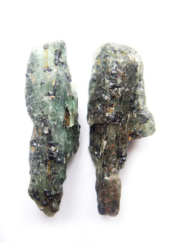 RESERVED One of a Kind Very Rare Natural Green Kyanite Earrings