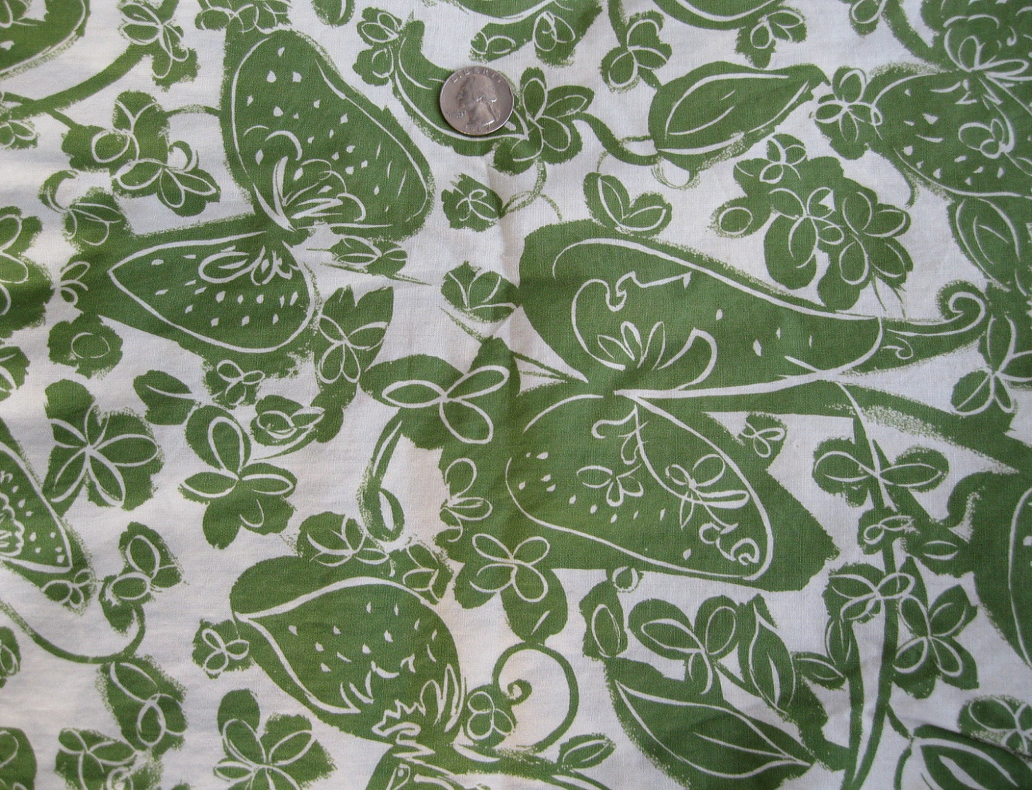 Vintage 1960s Cotton Fabric Yardage 4 Yards 35 In Wide Bolt 1950s Olive Green Sewing Supplies