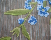 Vintage 1950s Upholstery Fabric Sailcloth Yardage Green Floral Sewing Supplies 1960s