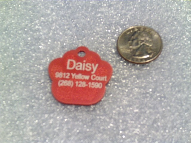 Laser Engraved Pet ID Tag / Large Paw shape -- 2-Sided(Made in the USA)