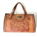 Vintage Handbag 1970s Bohemian Chestnut Brown Embossed Leather Purse
