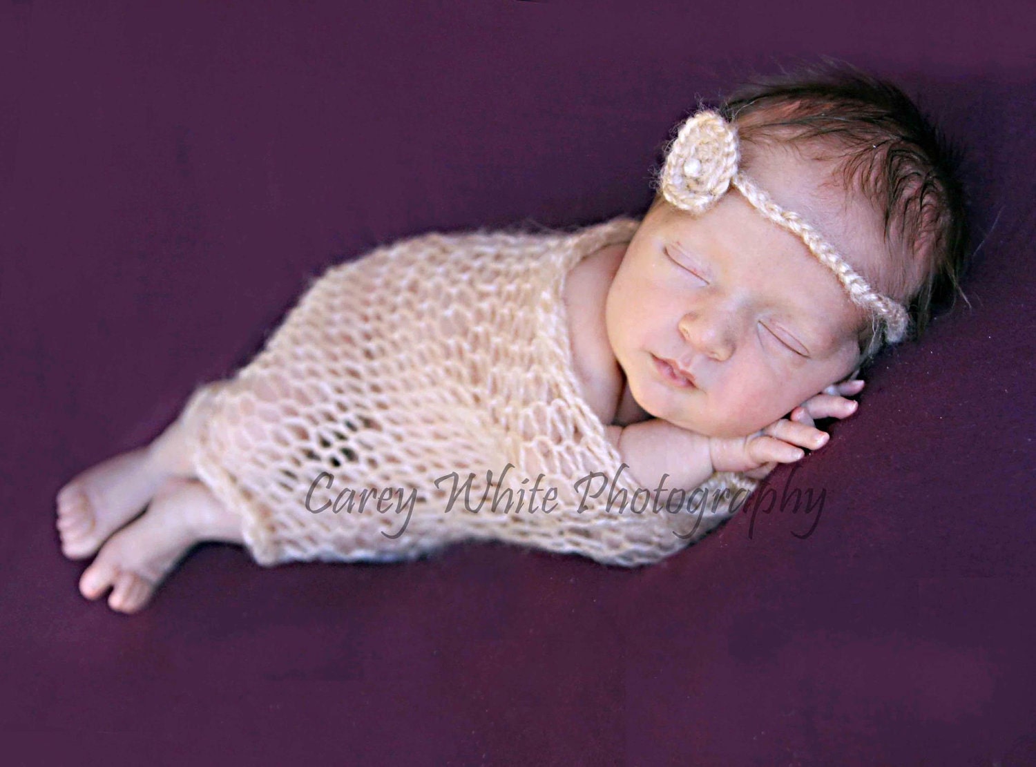 Mohair lace wrap and halo headband set for professional newborn photography. Available in 9 colors