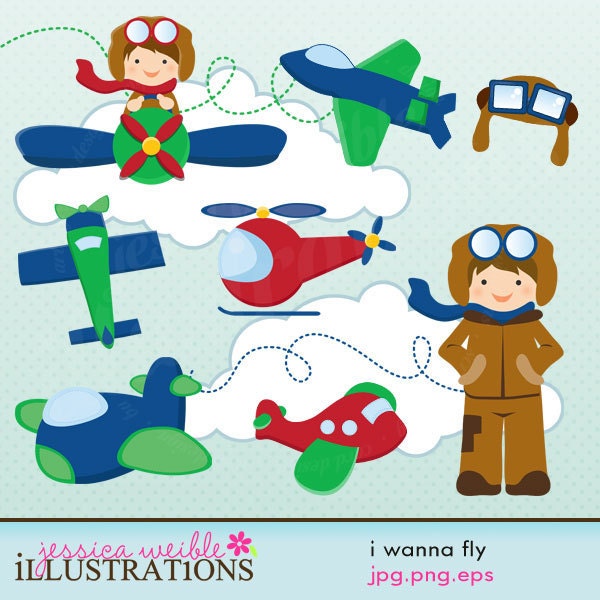 I Wanna Fly Cute Digital Clipart for Card Design, Scrapbooking, and Web Design Il_170x135