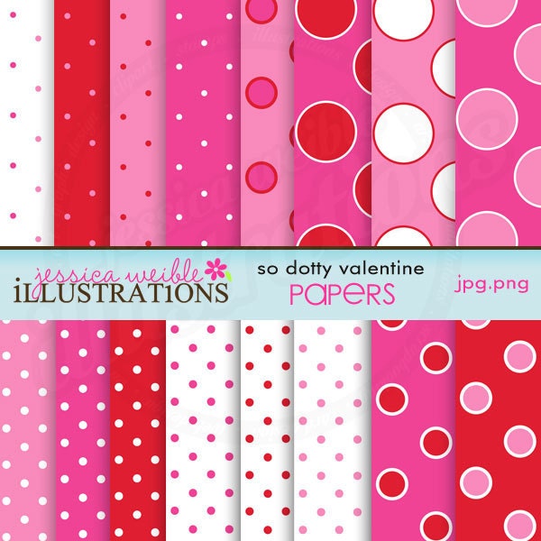 So Dotty Valentine Cute Digital Papers for Card Design, Scrapbooking, and Web Design Il_570xn