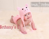 Pig Hat PROP or GIFT includes Diaper Cover with Tail           Photo Package This little piggy went wee wee wee