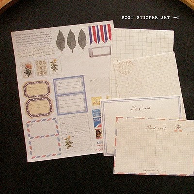 Post Vintage Sticker and Envelope Set C (3 sticker sheets, 2 envelopes)