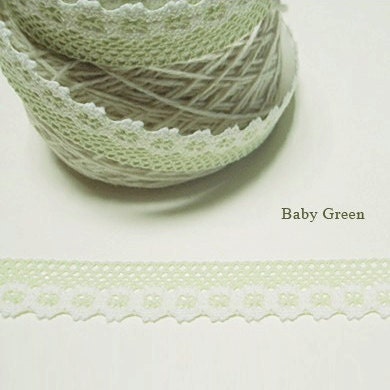Flower Lace Fabric Deco Tape 1 inch (adhesive) - Baby Green
