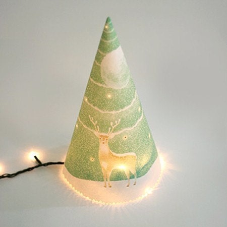 Merry Christmas Triangular Tree and Full Moon Card (SMALL)