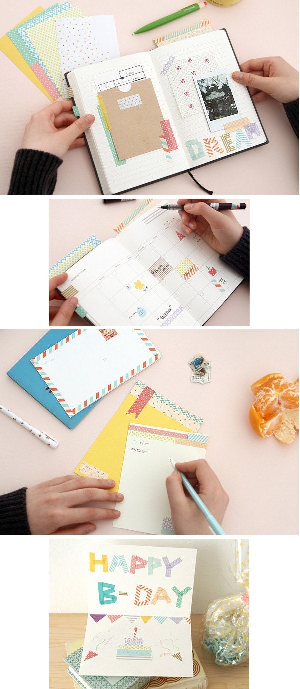 Lovely Pattern Masking Tape Sticker Set (24 sheets, pvc pocket)