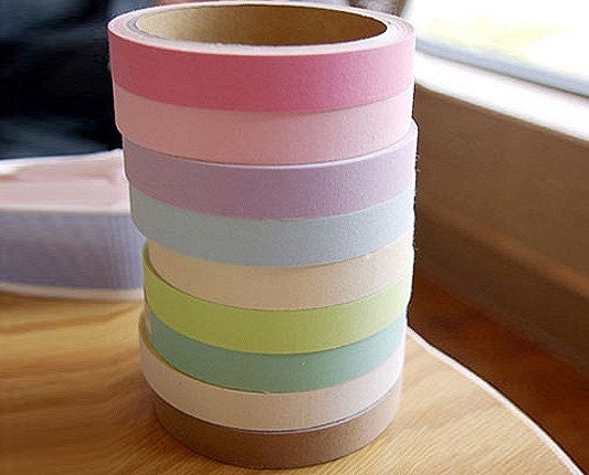 Pastel Cotton Fabric Deco Tape 0.6 inch (adhesive)