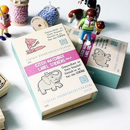 Cute Czech Label Stickers Match Box (134 sheets)