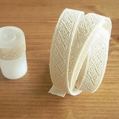 Natural Lace Fabric Decor Tape 04. Beige (adhesive)