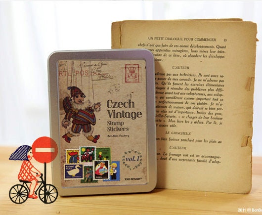 Vintage style Stamp Stickers Tin Case set - CZECH vol. 1 (320 stickers)