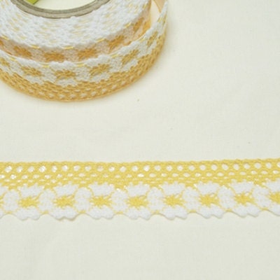Flower Lace Fabric Deco Tape 1 inch (adhesive) - YELLOW