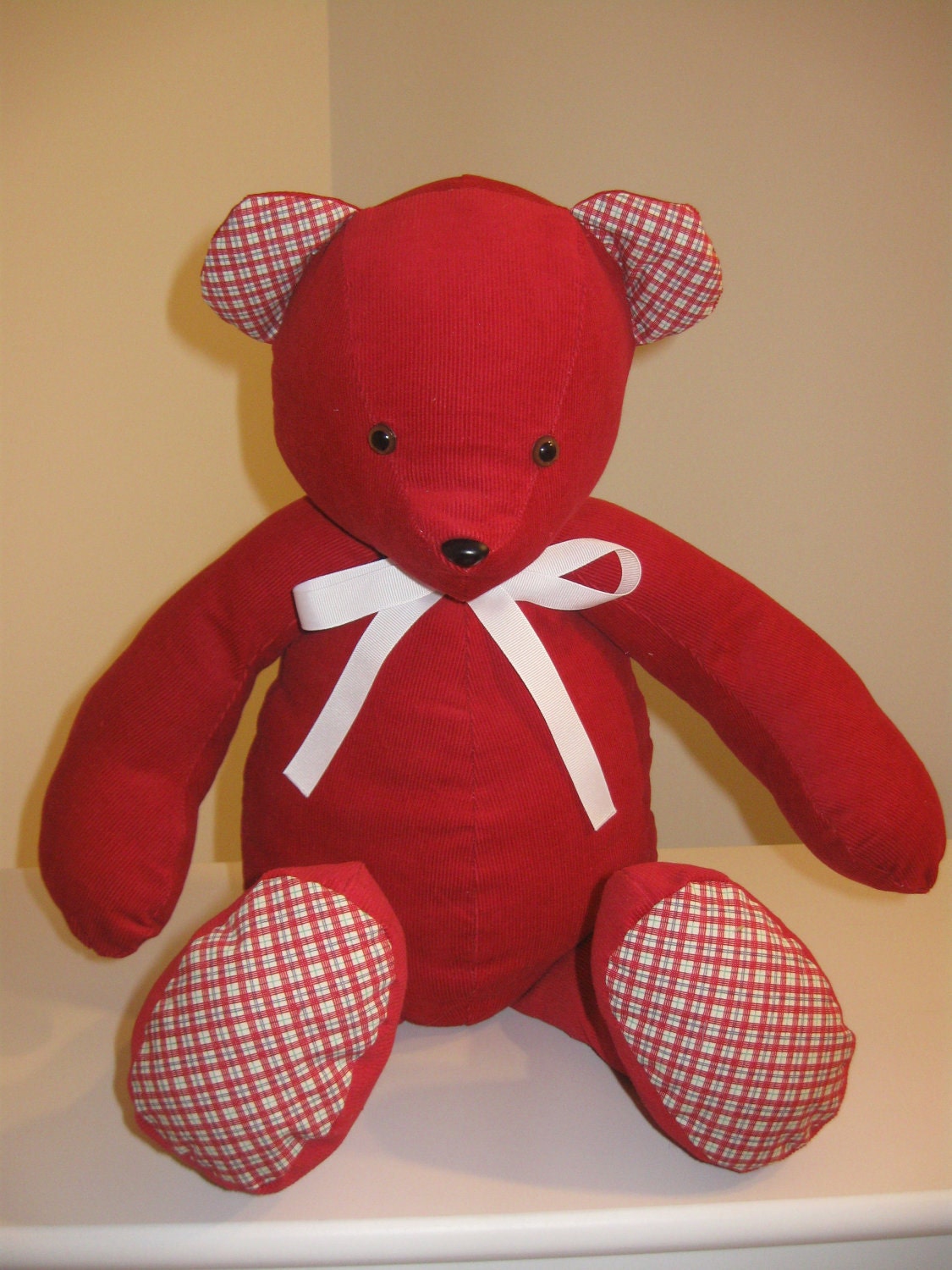 Red Corduroy Quilted Bear