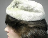 vintage 60s Pillbox Hat with Rhinestone Flower