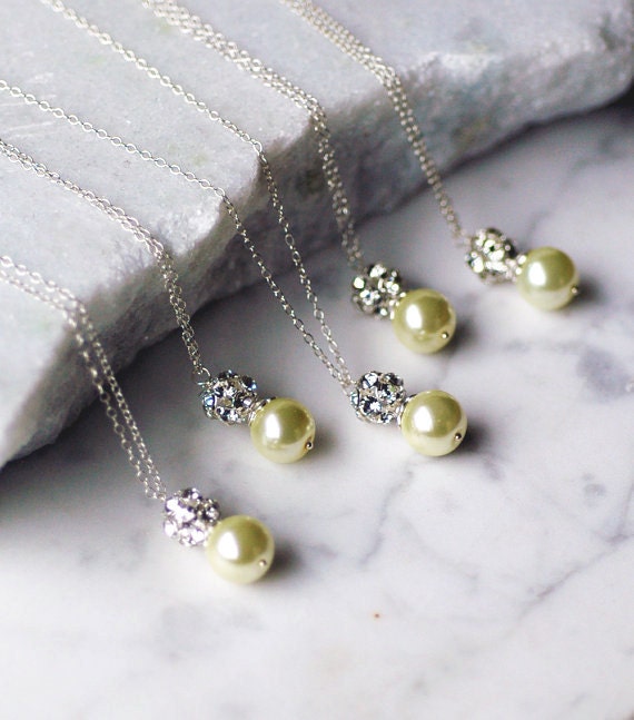 Clarissa Custom Pearl Drop Sterling Silver Bridal WEDDING Necklace
