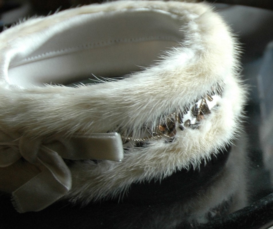 Mink Beaded WEDDING Halo VINTAGE