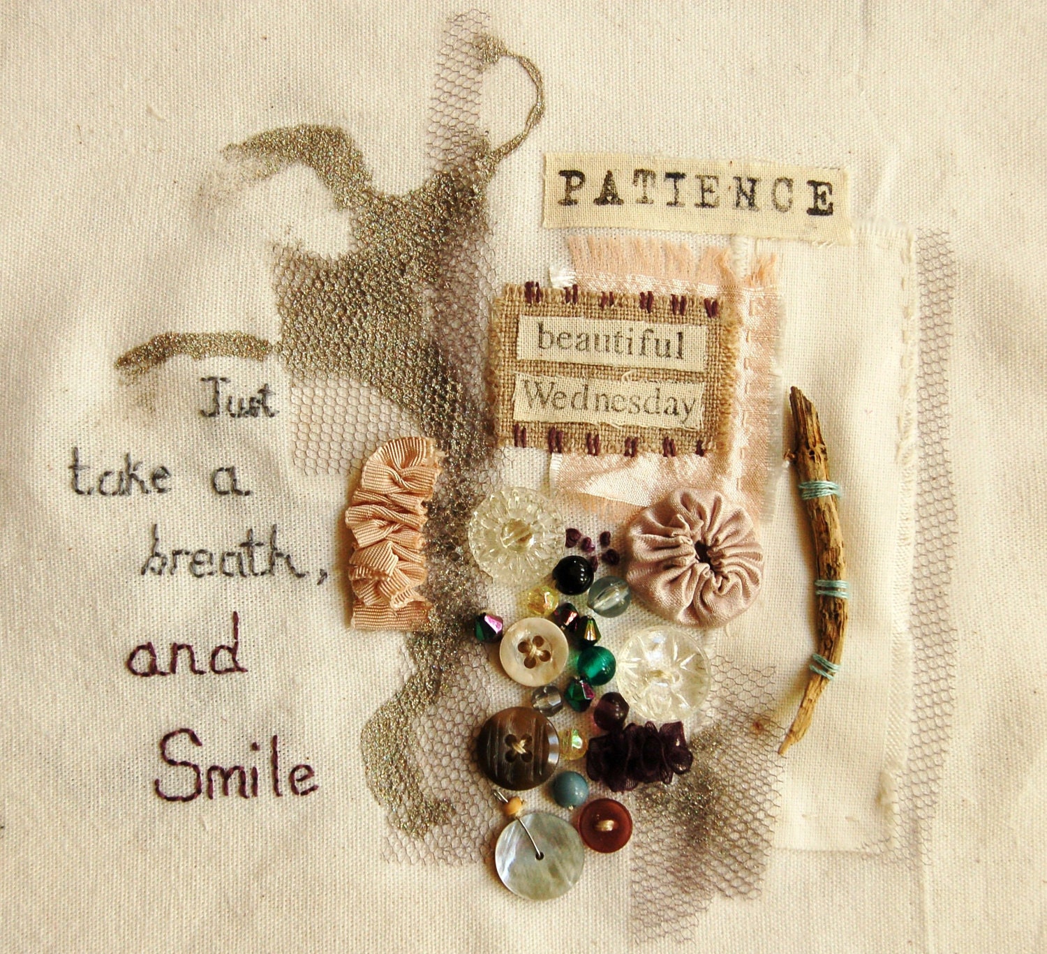 Embroidered Framed Artwork 'Patience'