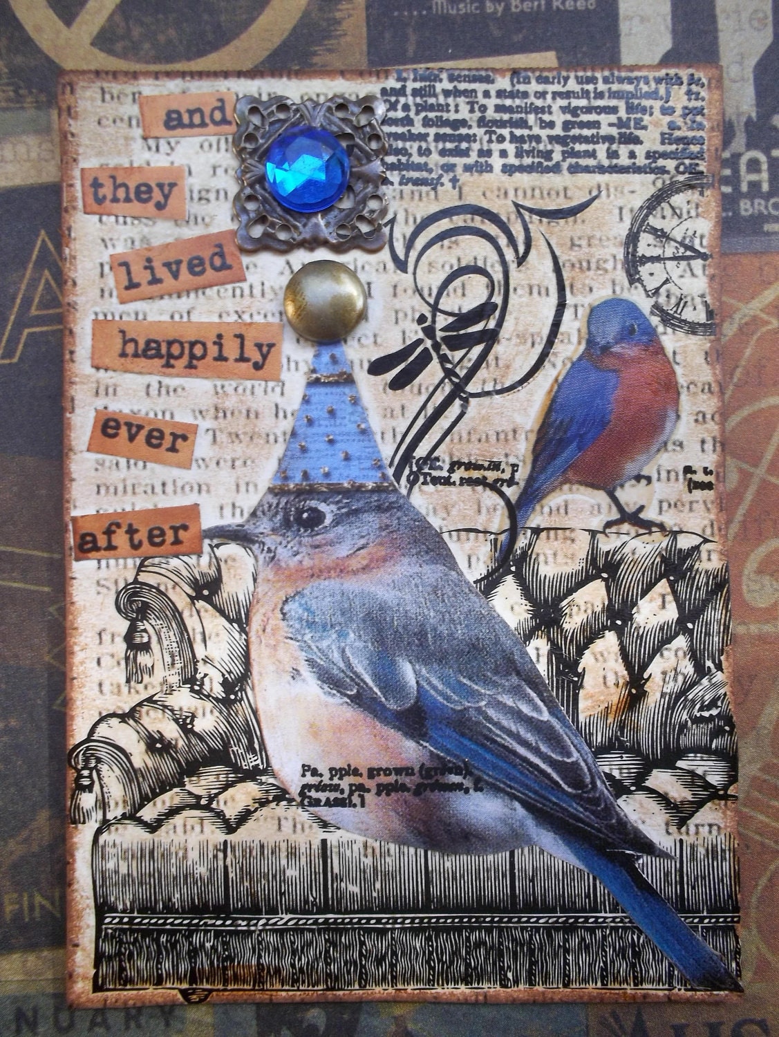 The King Bird - Another Whimsical Mixed Media Artist Trading Card /ACEO