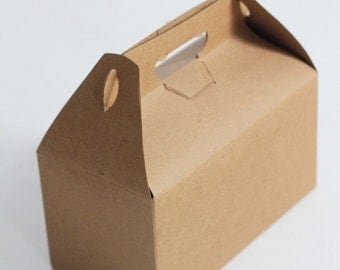 9.5 x 9 x 5  Kraft Natural Gable Gift Box lot of 6