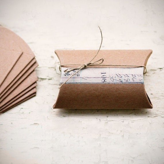 Set of 12 Kraft Pillow Boxes-  3 x 3.5 x 1 in