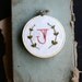 Custom Initial Wreath- hand embroidered 3 inch hoop