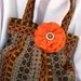 Large handbag, Orange, brown and aqua