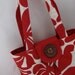 floral handbag, red and cream
